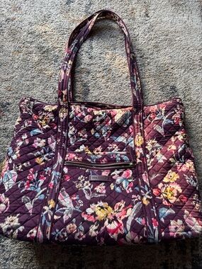 Vera Bradley Floral Tote Bag in Deep Plum